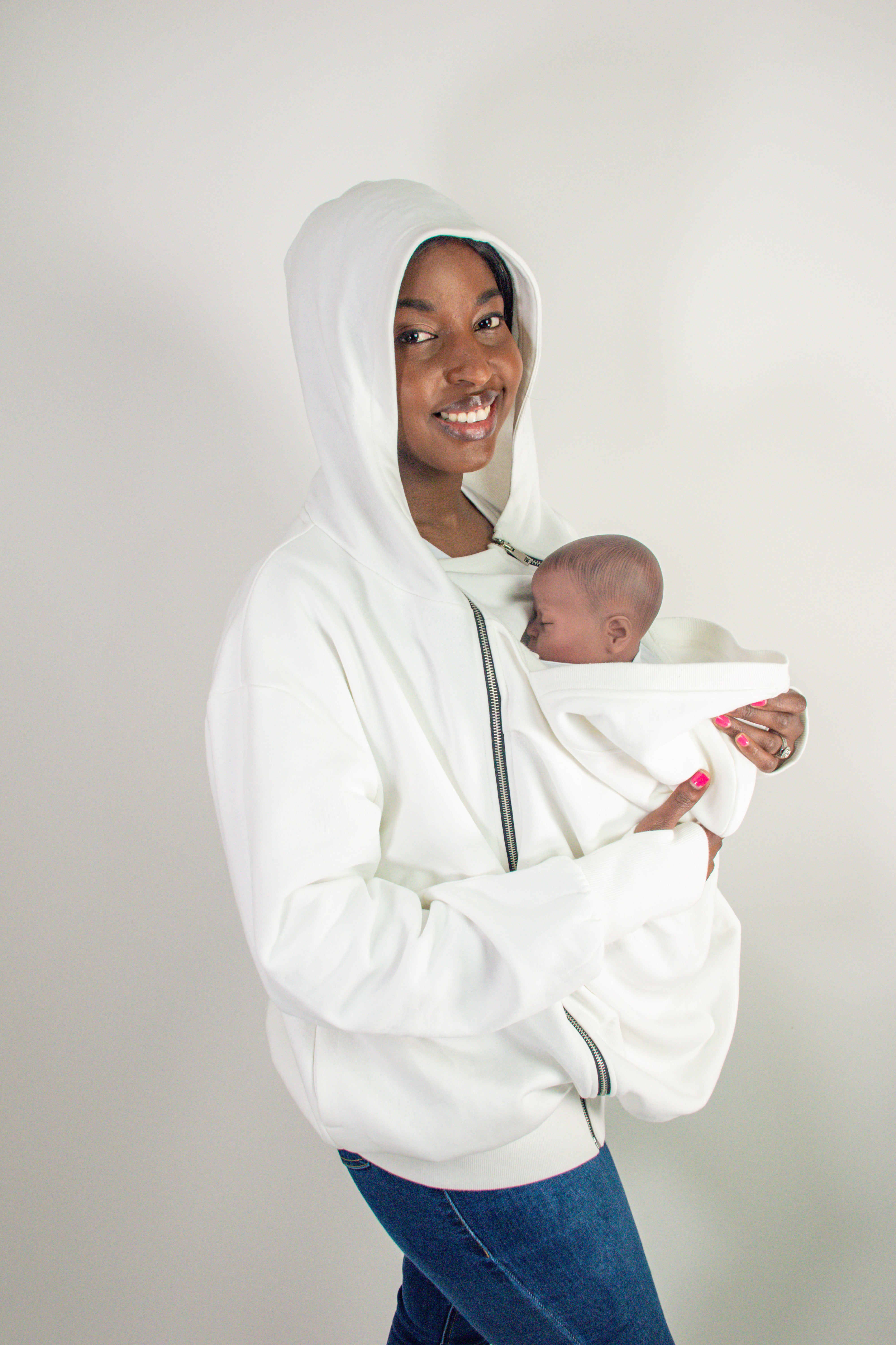 White Baby Carrier Hoodie (Wear Over Your Carrier)