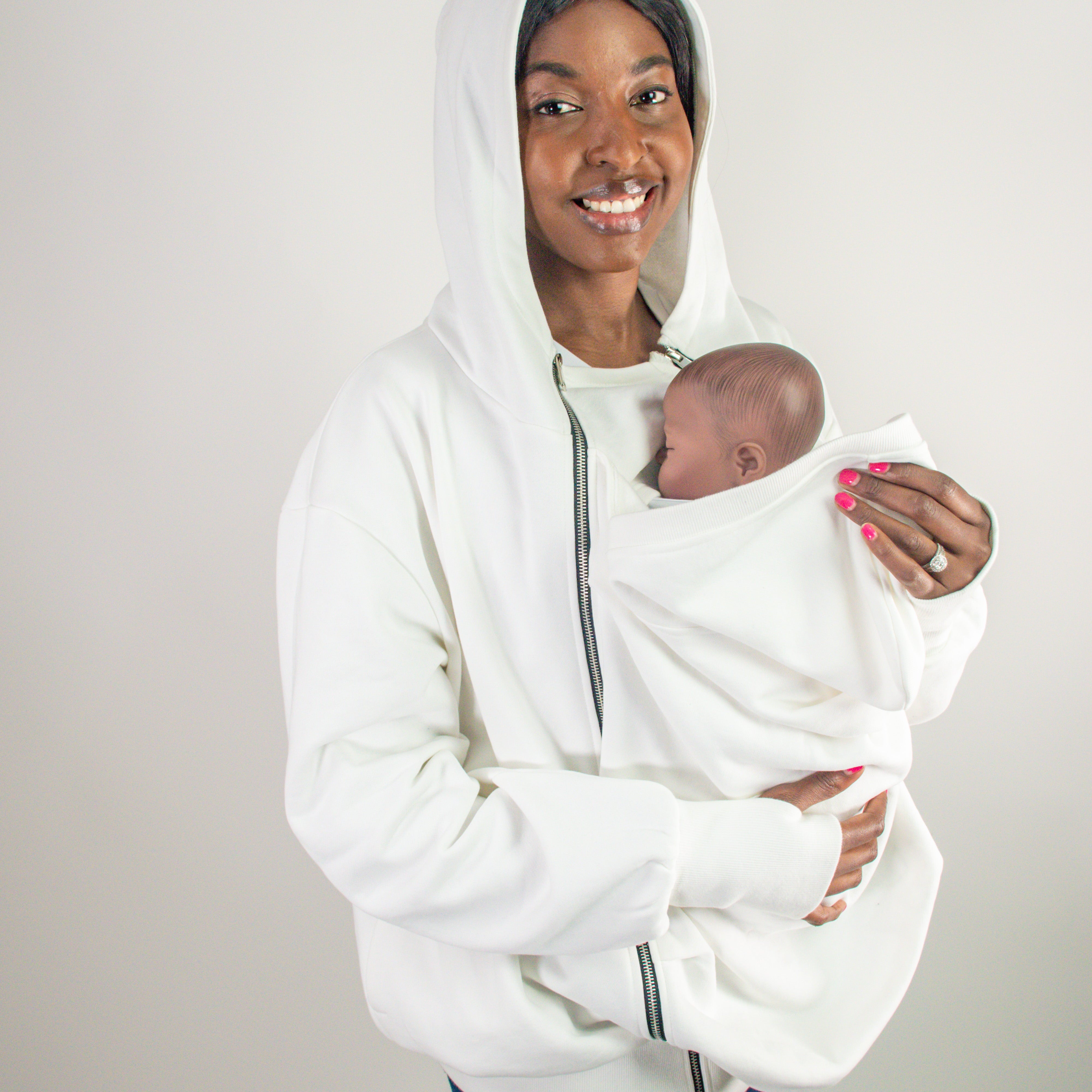 White Baby Carrier Hoodie (Wear Over Your Carrier)