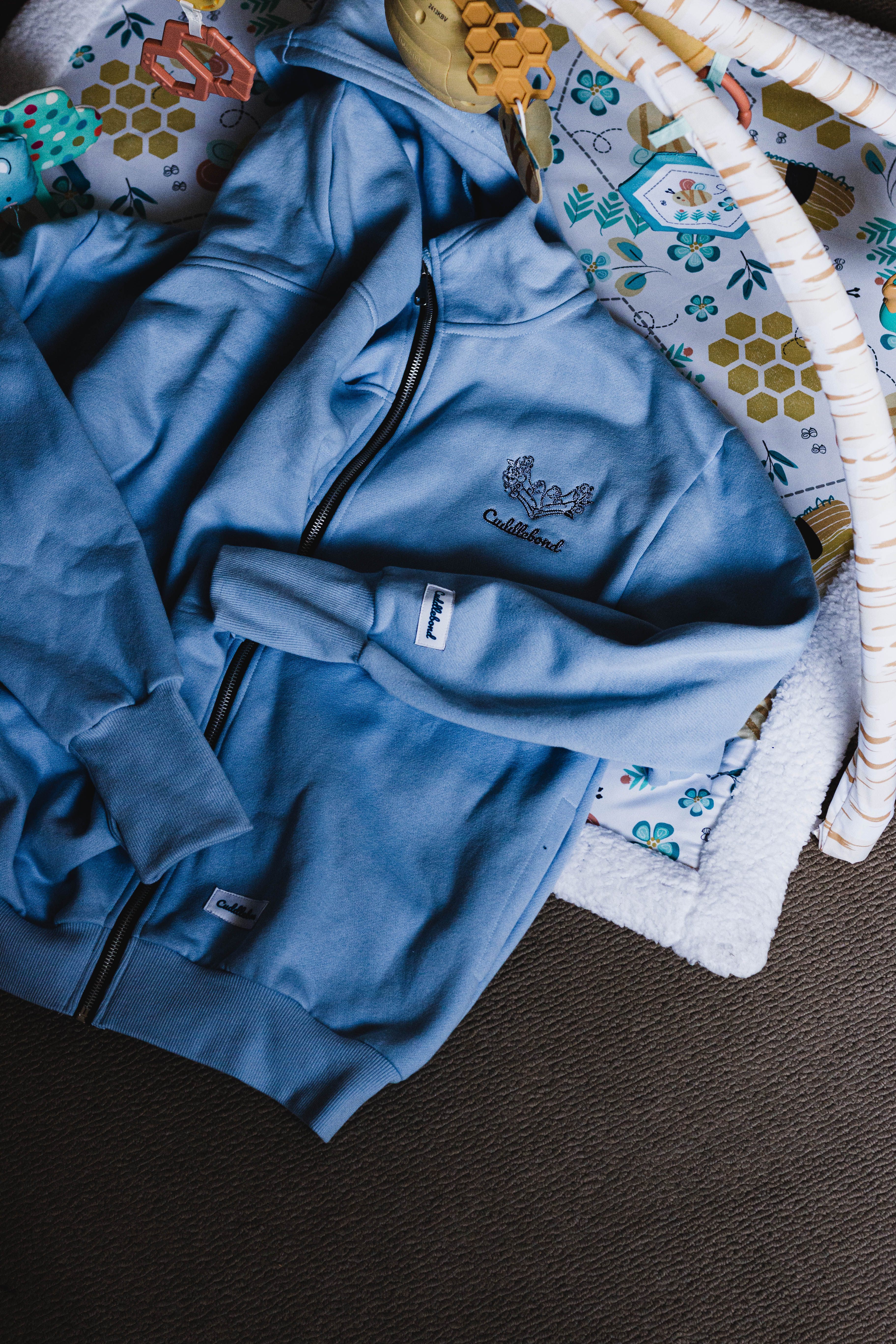 Blue Slogan Baby Carrier Hoodie (Wear Over Your Carrier)