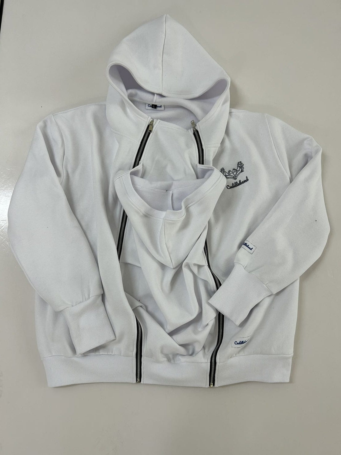 White Slogan Baby Carrier Hoodie (Wear Over Your Carrier)